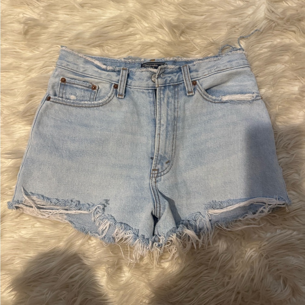 Abercrombie & Fitch Blue Jean Shorts Frayed Hem